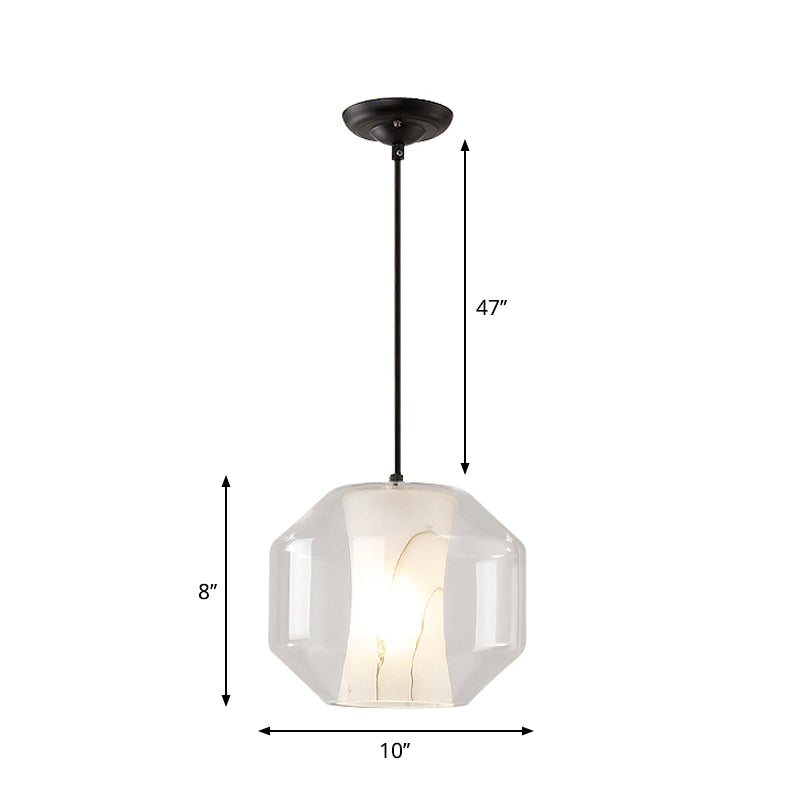 Modern Black Cylinder Pendant With 1-Light Clear Glass - 8/10 Wide