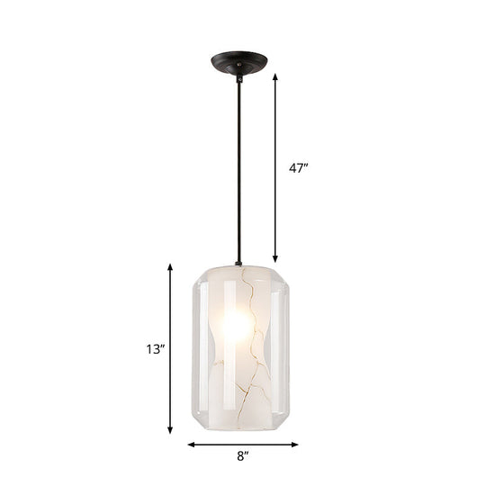 Modern Clear Glass Pendant Light-Black 1-Light 8’/10’ Wide Cylinder/Drum