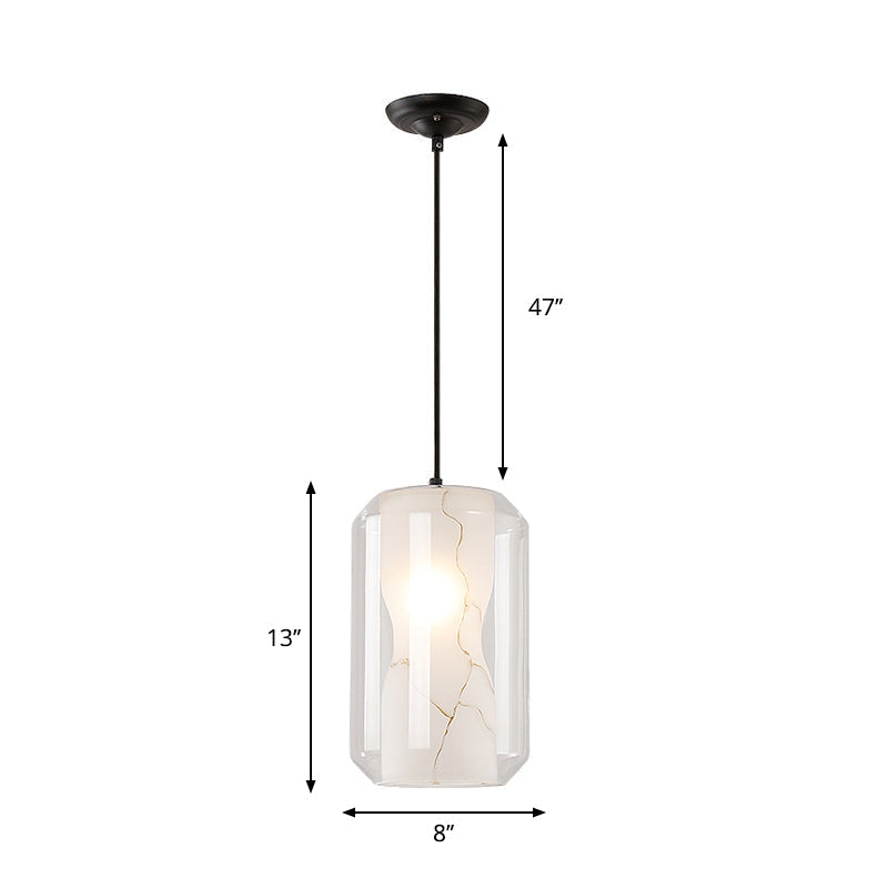 Modern Black Cylinder Pendant With 1-Light Clear Glass - 8/10 Wide