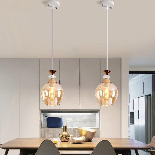 Modern Cup-Shaped Glass Pendant Light With Multi-Colored Dimples
