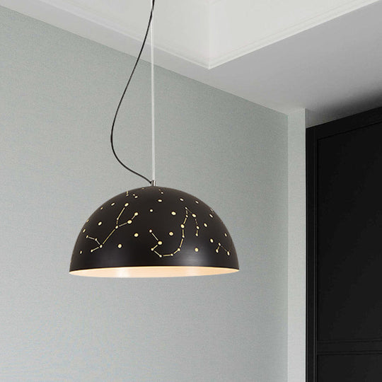 Minimalist Metal Hanging Ceiling Light - 1-Light Semisphere Pendant Lamp Blue/Green/Yellow
