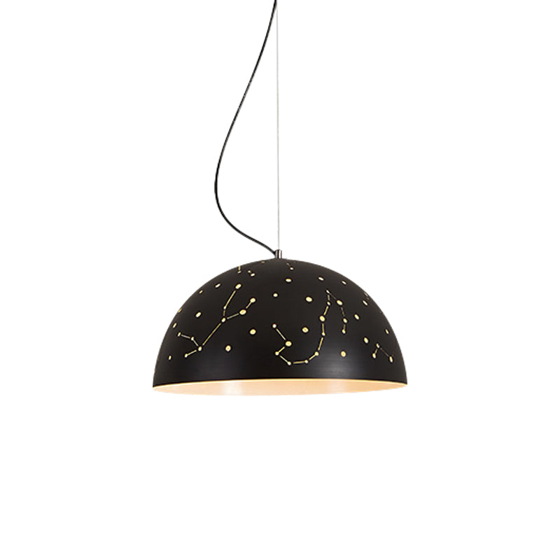 Minimalist Metal Hanging Ceiling Light With 1 Semisphere Pendant In Blue/Green/Yellow