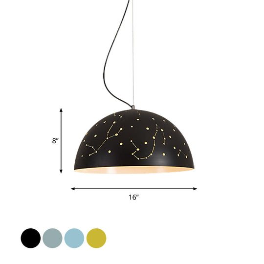 Minimalist Metal Hanging Ceiling Light - 1-Light Semisphere Pendant Lamp Blue/Green/Yellow