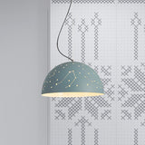 Minimalist Metal Hanging Ceiling Light With 1 Semisphere Pendant In Blue/Green/Yellow