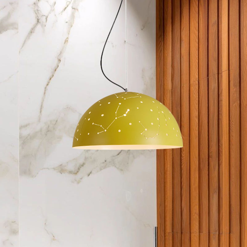 Minimalist Metal Hanging Ceiling Light - 1-Light Semisphere Pendant Lamp Blue/Green/Yellow