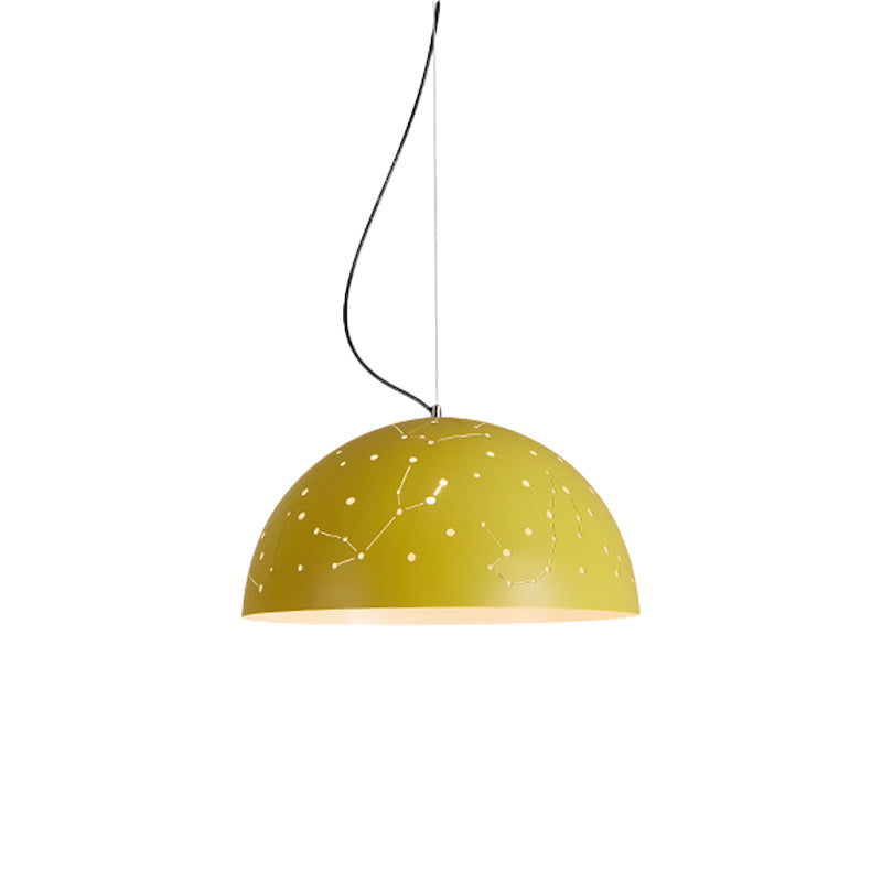Minimalist Metal Hanging Ceiling Light - 1-Light Semisphere Pendant Lamp Blue/Green/Yellow