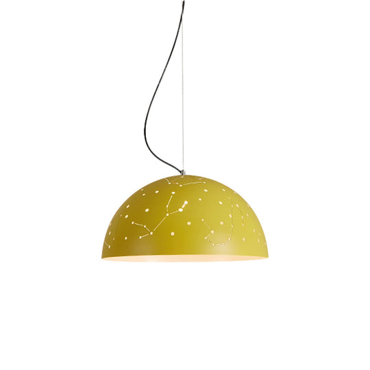 Minimalist Metal Hanging Ceiling Light - 1-Light Semisphere Pendant Lamp Blue/Green/Yellow
