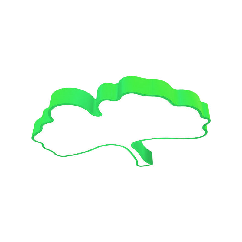 Ginkgo Leaf Led Ceiling Light In Macaron Metal Red/Yellow/Blue - Nursery Flush Mount 23.5/31.5 W