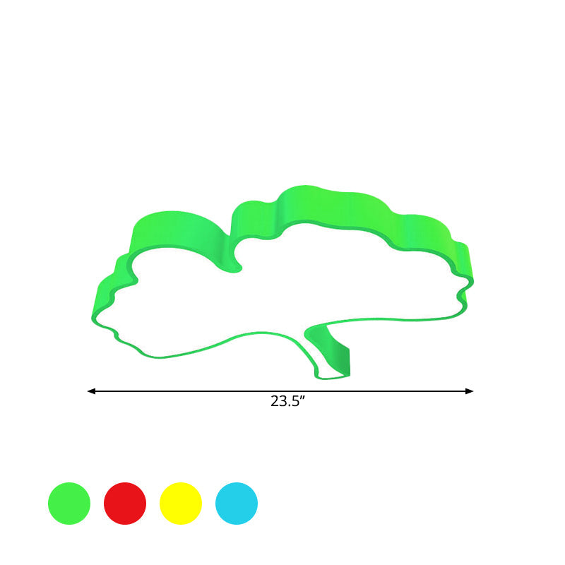 Ginkgo Leaf Led Ceiling Light In Macaron Metal Red/Yellow/Blue - Nursery Flush Mount 23.5’/31.5’ W