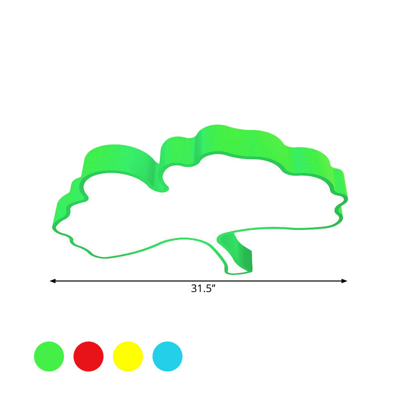 Ginkgo Leaf Led Ceiling Light In Macaron Metal Red/Yellow/Blue - Nursery Flush Mount 23.5’/31.5’ W