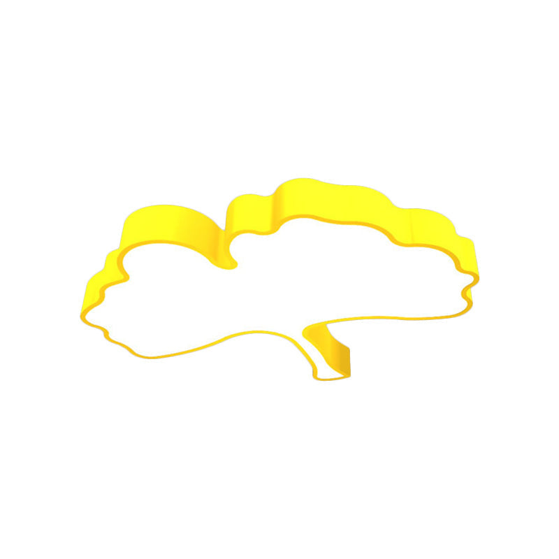 Ginkgo Leaf Led Ceiling Light In Macaron Metal Red/Yellow/Blue - Nursery Flush Mount 23.5/31.5 W