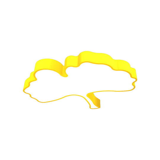 Ginkgo Leaf Led Ceiling Light In Macaron Metal Red/Yellow/Blue - Nursery Flush Mount 23.5/31.5 W