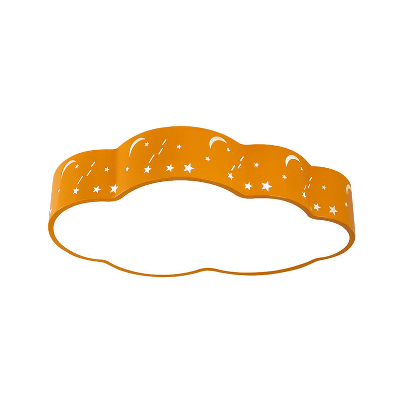 Hollowed-Out Cloud Led Flush Light: Macaron Acrylic Red/Yellow/Blue 20.5/24.5 Width