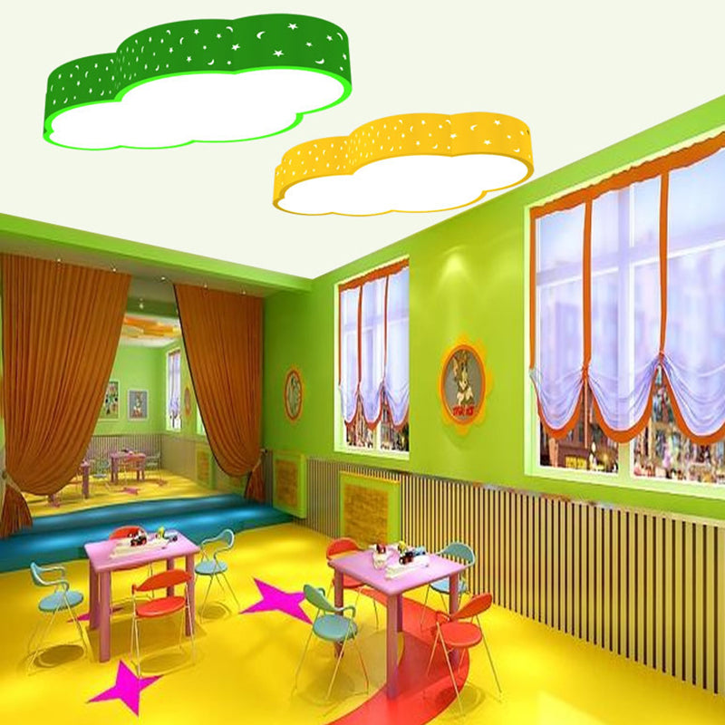 Kindergarten Led Flushmount Ceiling Light - 18’/20.5’ W Cloud Acrylic Shade White/Yellow/Blue