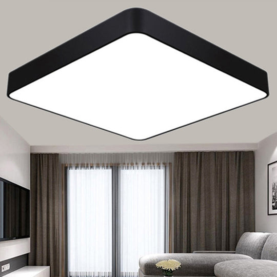 Nordic Square Flush Mount Lamp: Acrylic Led Ceiling Light For Office (Black/White
