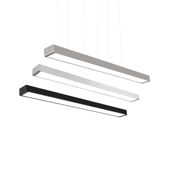 Minimalist Acrylic Linear Led Hanging Light Black/White Ceiling Pendant Lamp For Office - 2/3/4 Wide