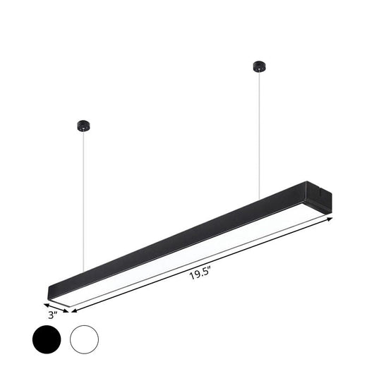 Minimalist Acrylic Linear Led Hanging Light Black/White Ceiling Pendant Lamp For Office - 2/3/4 Wide