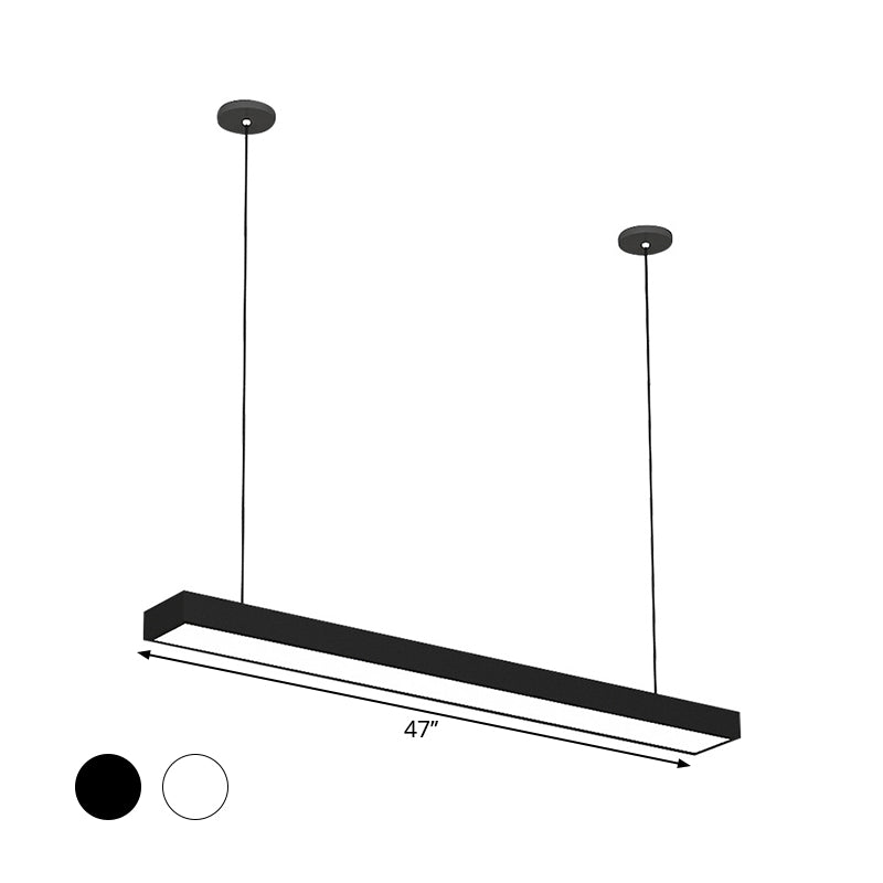 Simple Black/White Rectangle Pendant Light: Led Iron Hanging Fixture Multiple Width Options For
