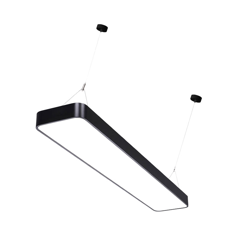 Contemporary Rectangle Pendant Light With Led Acrylic Shade Black/White 4’/8’/12’ W
