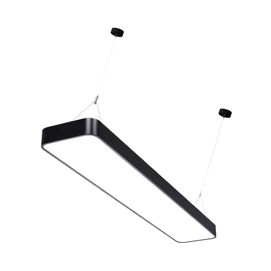 Contemporary Rectangle Pendant Light With Led Acrylic Shade Black/White 4’/8’/12’ W
