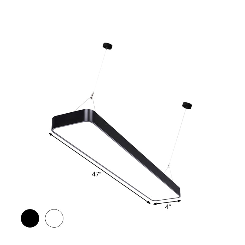 Contemporary Rectangle Pendant Light With Led Acrylic Shade Black/White 4’/8’/12’ W