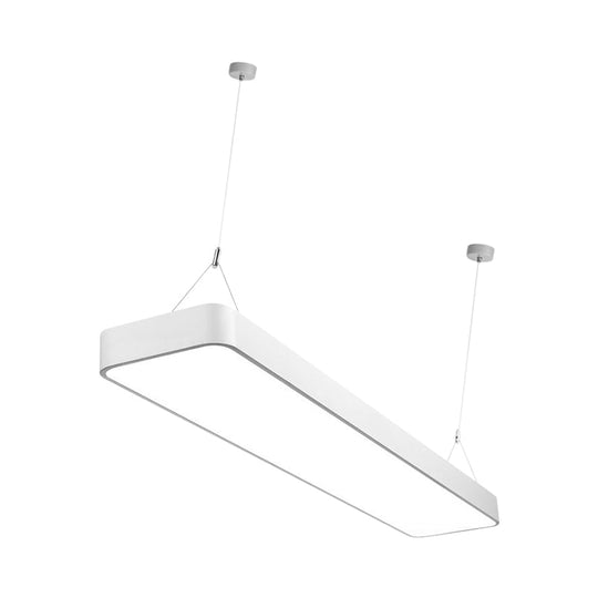 Contemporary Rectangle Pendant Light With Led Acrylic Shade Black/White 4’/8’/12’ W