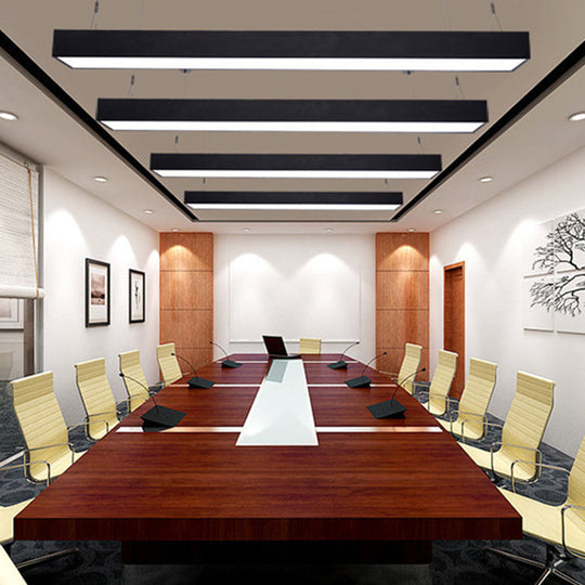 Hanging Led Corridor Light - Rectangular Acrylic Pendant Minimalist Design In Black/White Black / 4