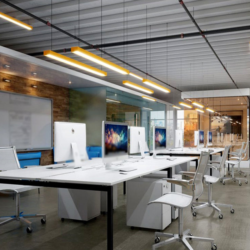 Nordic Style Aluminum Linear Pendant Lamp With Wood Accents - Led Ceiling Hang Light In 23.5/47/71