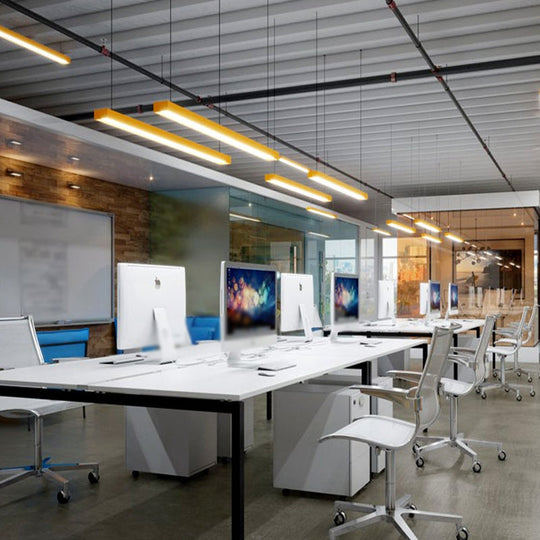 Nordic Style Aluminum Linear Pendant Lamp With Wood Accents - Led Ceiling Hang Light In 23.5/47/71