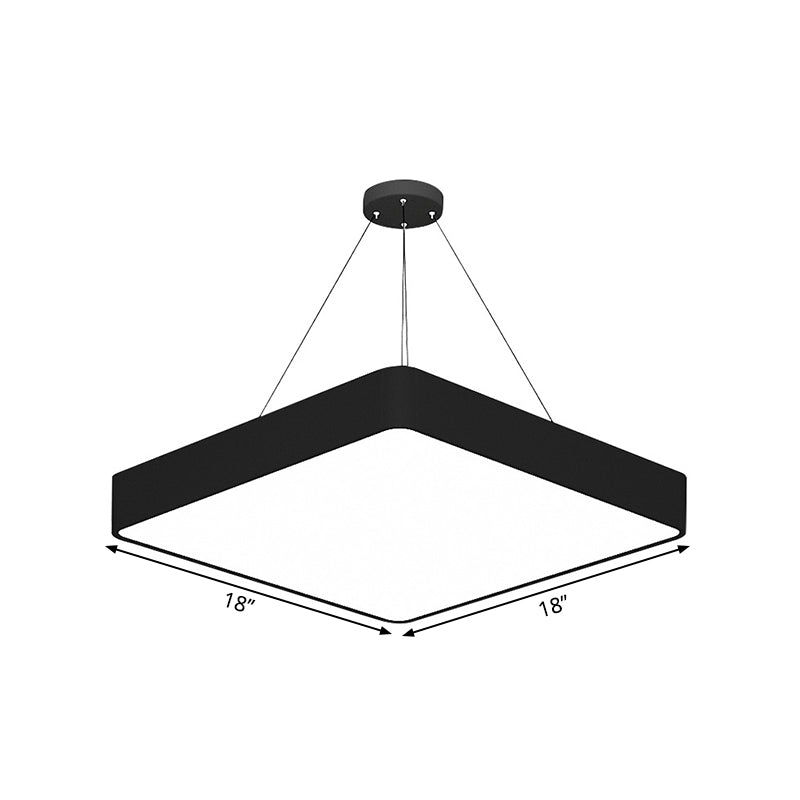 Simple Black Square Hanging Light - 18’/23.5’ Width Acrylic Led Ceiling Pendant For Living Room