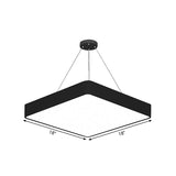 Simple Black Square Hanging Light - 18’/23.5’ Width Acrylic Led Ceiling Pendant For Living Room