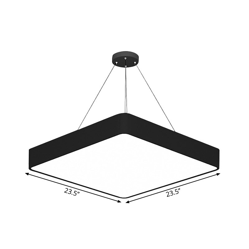 Sleek Black Square Hanging Light - 18/23.5 Width Simplicity Acrylic Led Ceiling Pendant For Living