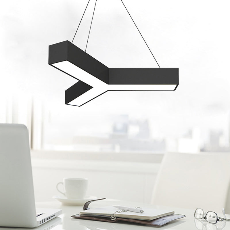 Modern Y-Shaped Gymnasium Led Ceiling Lamp In Black/White 14/18/24.5 W Black / 14