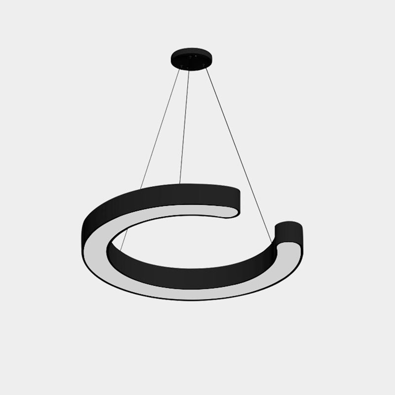 Contemporary Black C Pendant Ceiling Light - Led Acrylic Down Lighting Warm/White (16/23.5/31.5 W)