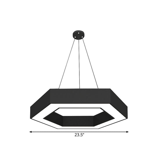 Modern Black Led Pendant Light - Hexagonal Acrylic Fixture 18/31.5/47 Wide