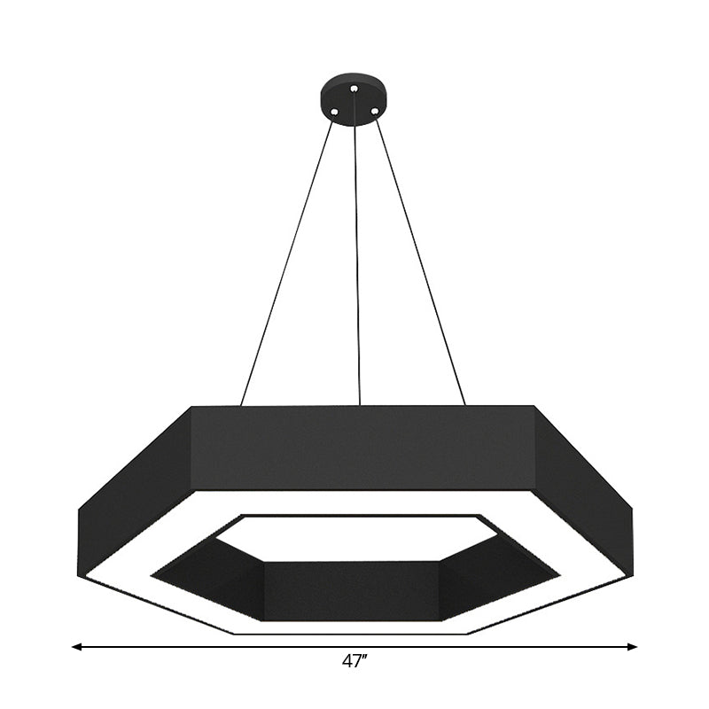 Modern Black Led Pendant Light - Hexagonal Acrylic Fixture 18/31.5/47 Wide
