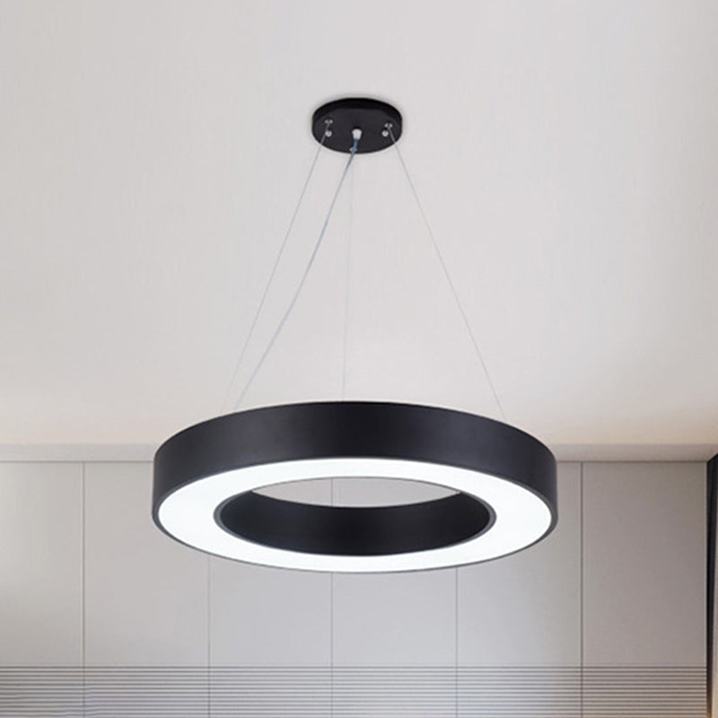 Sleek Black Hoop Pendant Light - 16/23.5/39 Wide Led Acrylic Ceiling Lamp