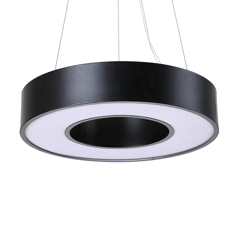Simplicity Circular Hanging Lamp – Iron Led Office Lighting Fixture (23.5’’ W) - Black