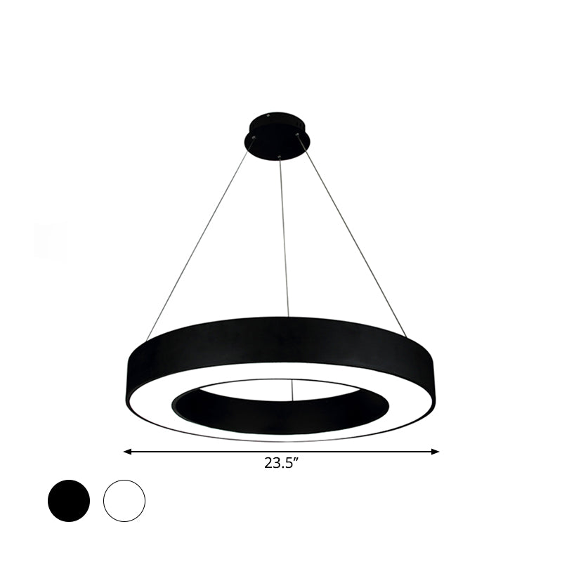 Modern Led Ceiling Lamp With Halo Ring Pendant Lighting In Black/White Acrylic Shade
