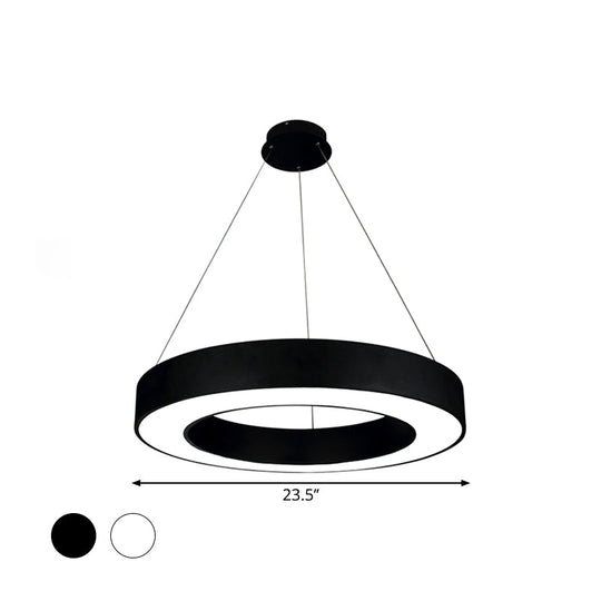 Modern Led Ceiling Lamp With Halo Ring Pendant Lighting In Black/White Acrylic Shade