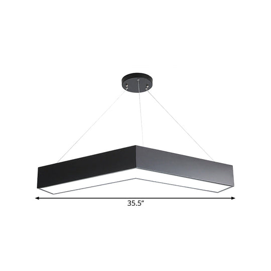 Modern V-Shaped Commercial Pendant Led Hanging Lamp Minimalistic Metal Black/White