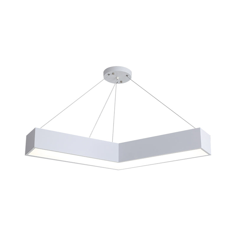 Commercial Pendant Lighting: V-Shaped Minimalism Hanging Lamp Black/White Led 23.5/35.5/47 Wide