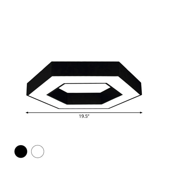Contemporary Hexagon Led Ceiling Light In Black/White - 16’/19.5’/31.5’ W
