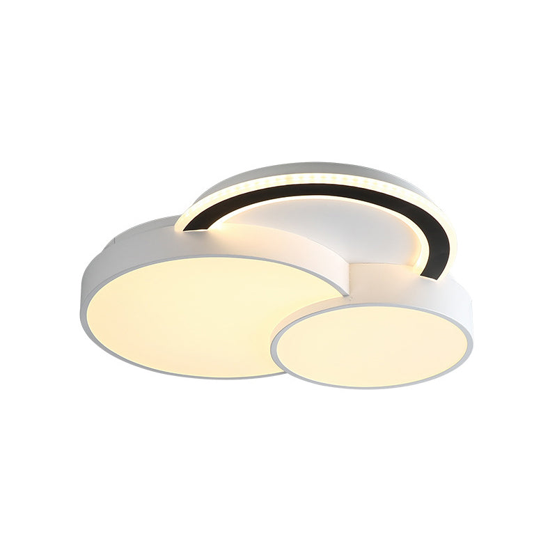 Modern Half - Circle Flush Mount Led Ceiling Lamp - Foyer Round White Acrylic