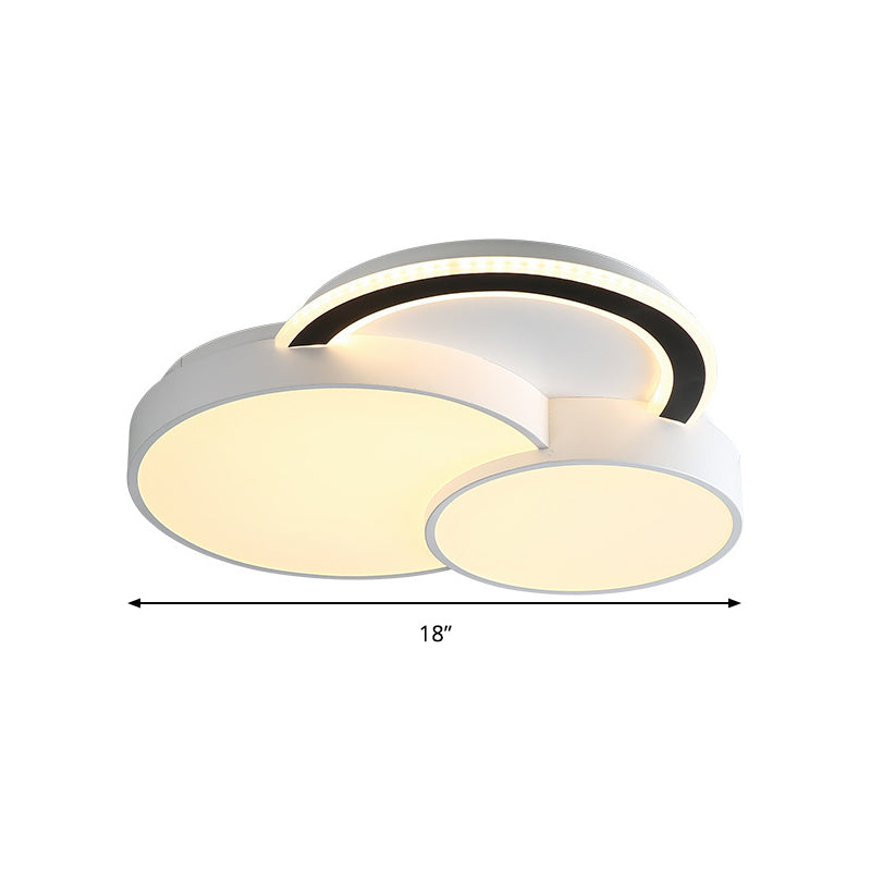 Modern Half - Circle Flush Mount Led Ceiling Lamp - Foyer Round White Acrylic