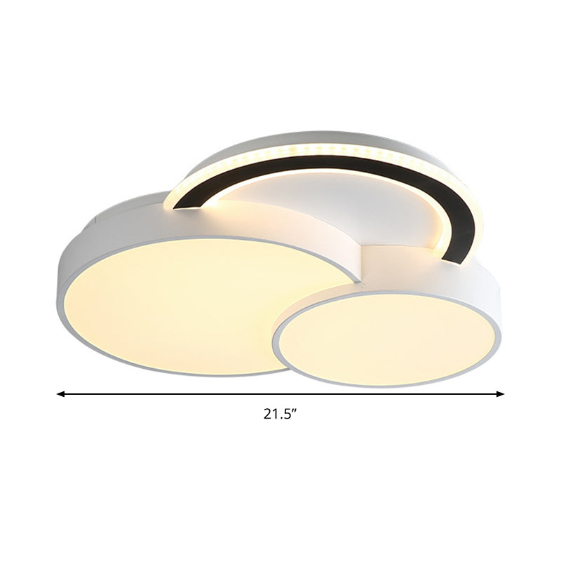 Modern Half - Circle Flush Mount Led Ceiling Lamp - Foyer Round White Acrylic