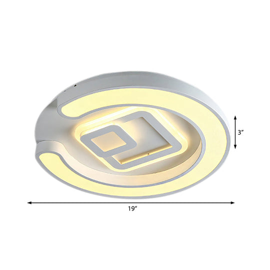 Modern White Led Ceiling Lamp For Bedroom Study Room With Acrylic Round Fixture