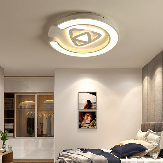 Modern White Led Ceiling Lamp For Bedroom Study Room With Acrylic Round Fixture