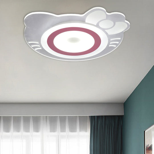Girl Bedroom Kitten Led Ceiling Light In White And Pink - Adorable Stylish