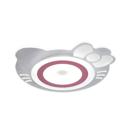 Girl Bedroom Kitten Led Ceiling Light In White And Pink - Adorable Stylish